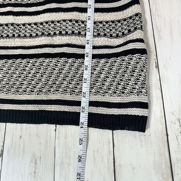 J Jill Women Oversized Sweater Size Small Knit Stripe Linen Blend Black White - Picture 6 of 10